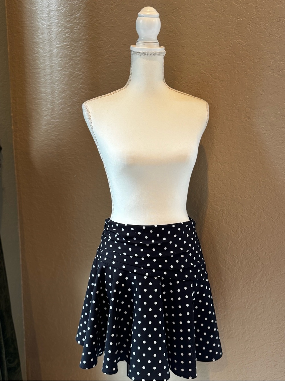 Black Polka Dot Flared Skirt - Classic Women's Skirt